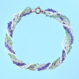 Freshwater Pearl, Amethyst, Citrine, Peridot Gemstone 5-Strand Torsade Necklace